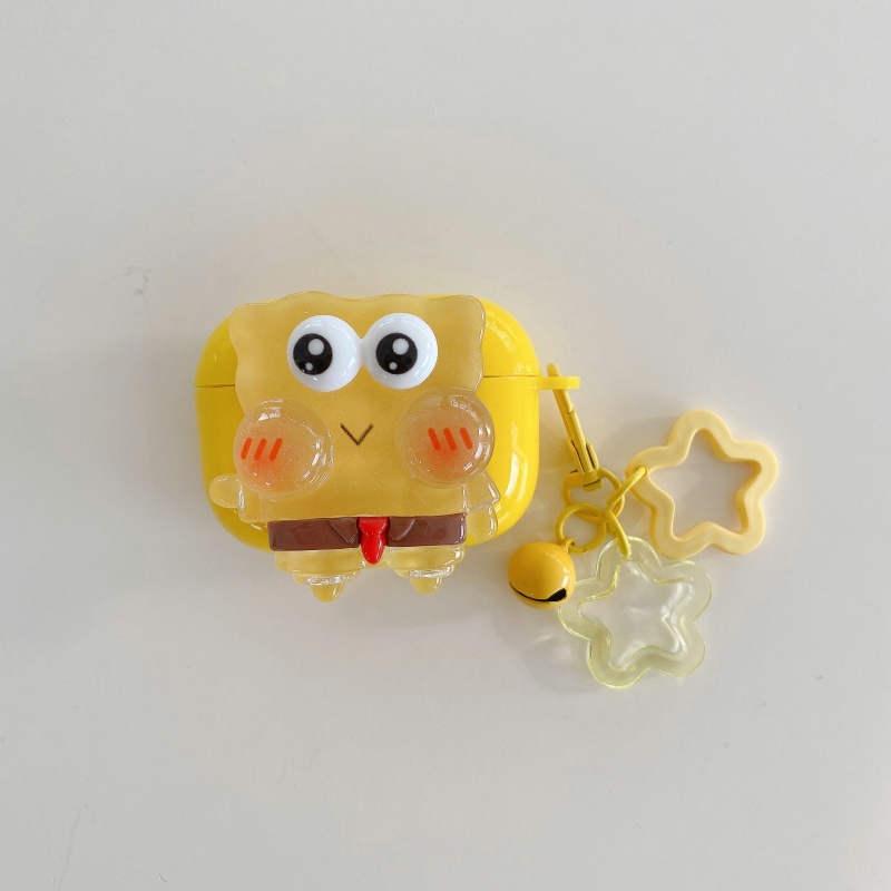 Vỏ Bảo Vệ Hộp Sạc Tai nghe không dây AirPods 1 2 3 4 Pro inPods i12 Hình SpongeBob 3D Dễ Thương