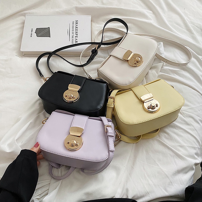 Túi Đeo Vai Nắp Lật Có Khóa Kiểu Yên Ngựa retro Đơn Giản Cho Nữ