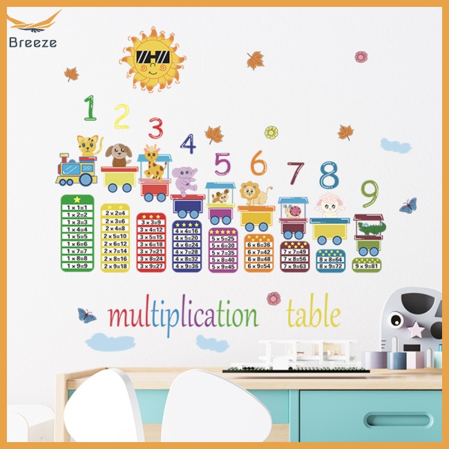 Set 2 Tấm Đề Can Dán Tường In Hình Động Vật Hoạt Hình Trang Trí Phòng Bé