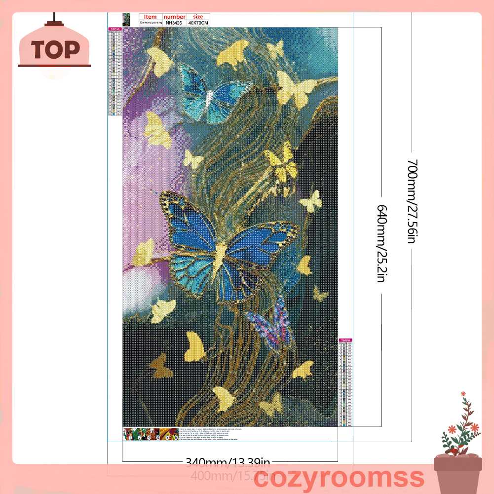 Tranh Đính Đá Kim Cương Toàn Bộ 5D DIY Hình Vẽ Bướm