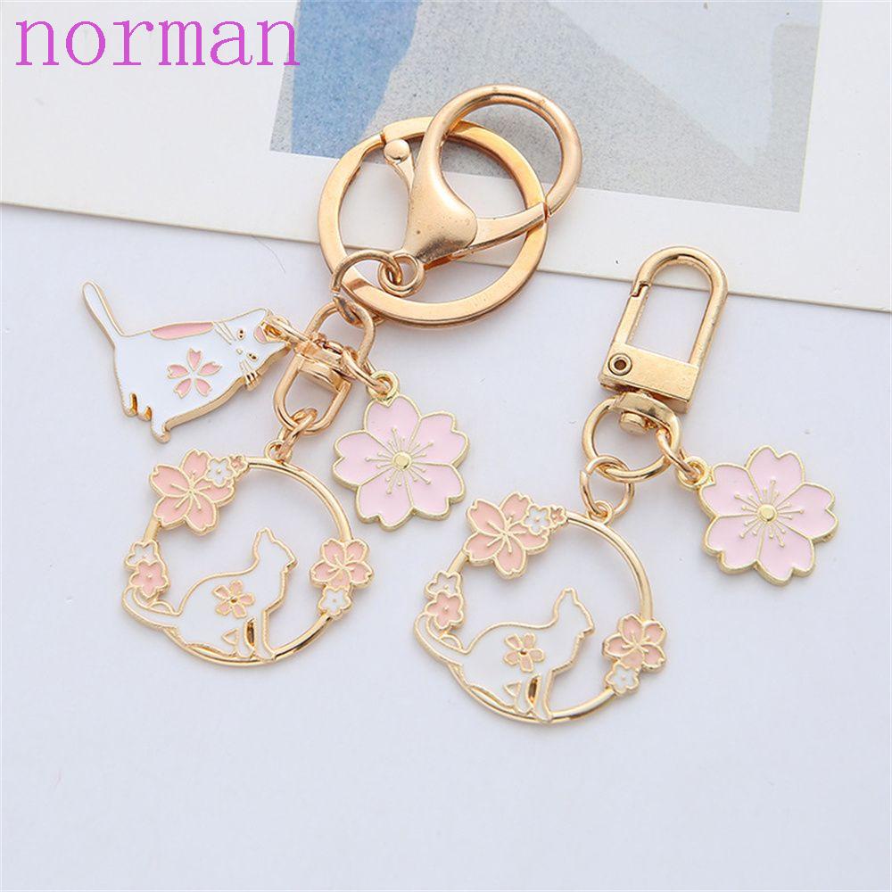 Móc Khóa Tròn Trang Trí Túi Xách Hình Thỏ / Mèo Dễ Thương