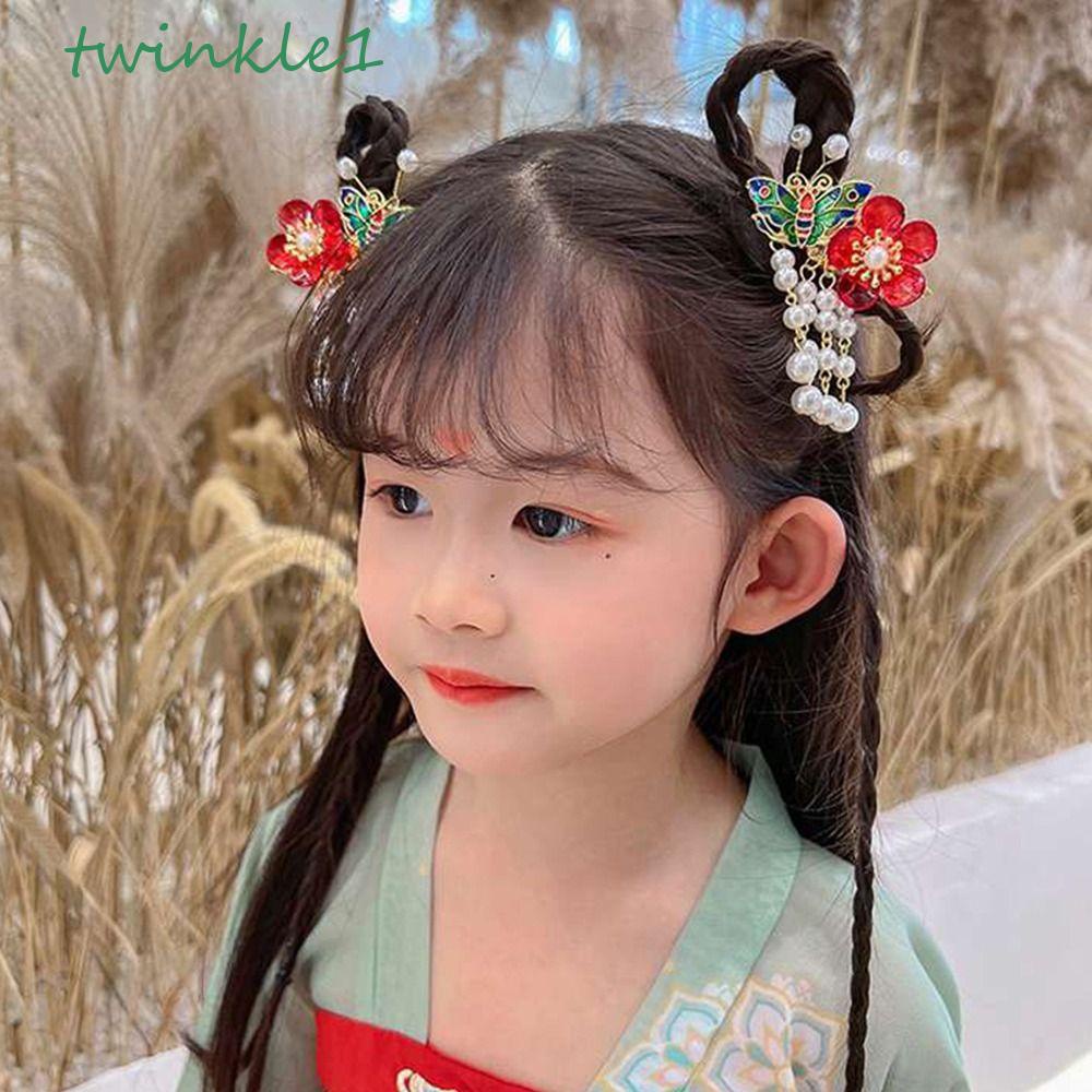 Kẹp Tóc Tua Rua Đính Hạt Và Hoa Bằng Hợp Kim Thời Trang Cho Bé Gái