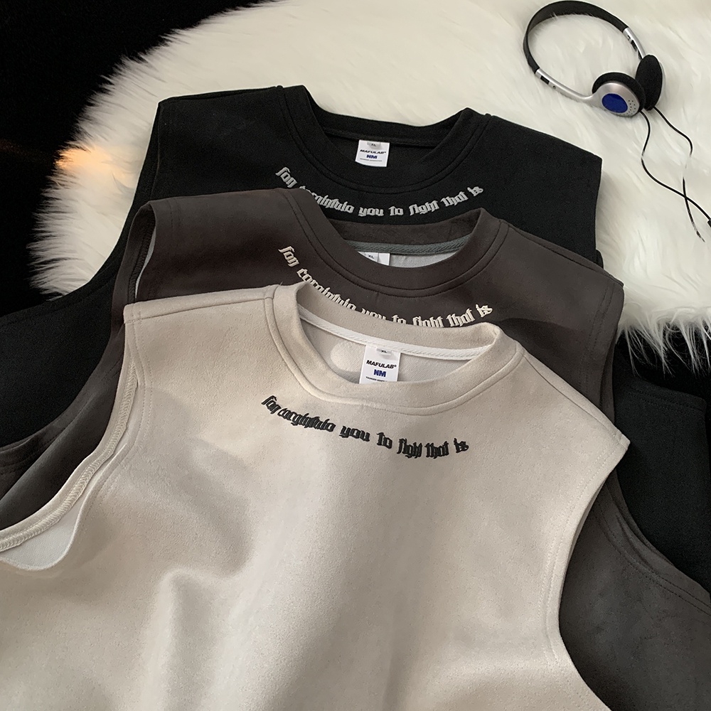 Áo Thun Da Lộn Không Tay Dáng Rộng Thời Trang Mùa Hè Phong Cách Đường Phố Mỹ Hàng Mới Dành Cho Bạn Nam