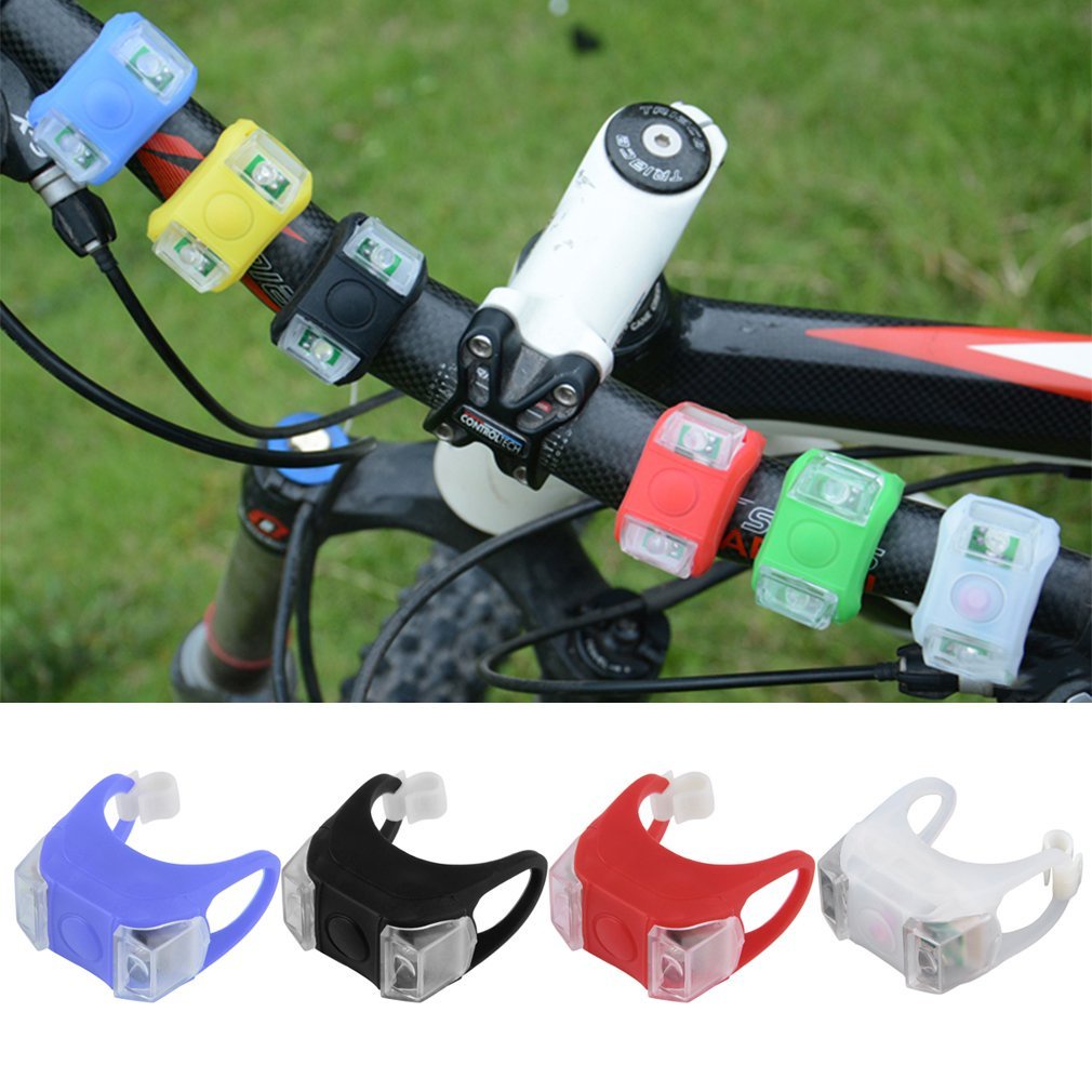 1Pc Bicycle Front Light Flash 3 Modes Silicone Led Head Rear Wheel Bike Lamp Waterproof Cycling Lights With Battery [Q/13]