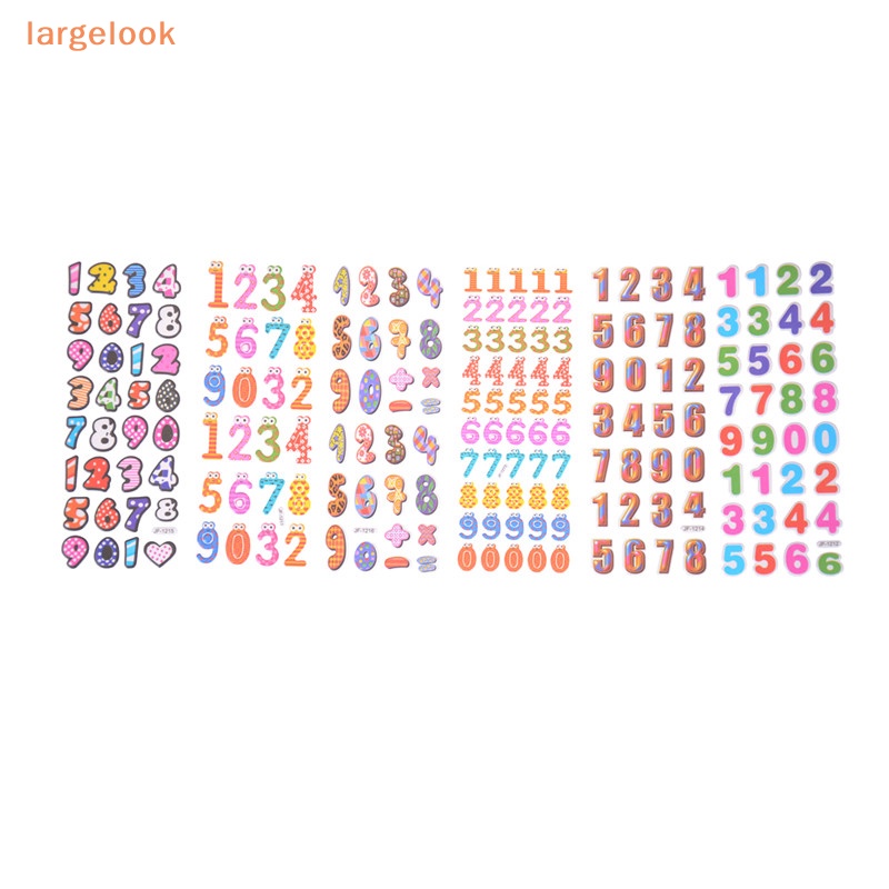 Set 6 Tấm Sticker Số / Bong Bóng Họa Tiết Hoạt Hình 3D Trang Trí Sổ Tay