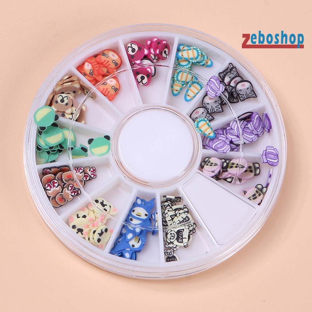 Hộp Đất Sét Polymer 12 Ngăn Hình Hoa Lá Trái Tim Ngôi Sao Trang Trí Móng Tay Nghệ Thuật