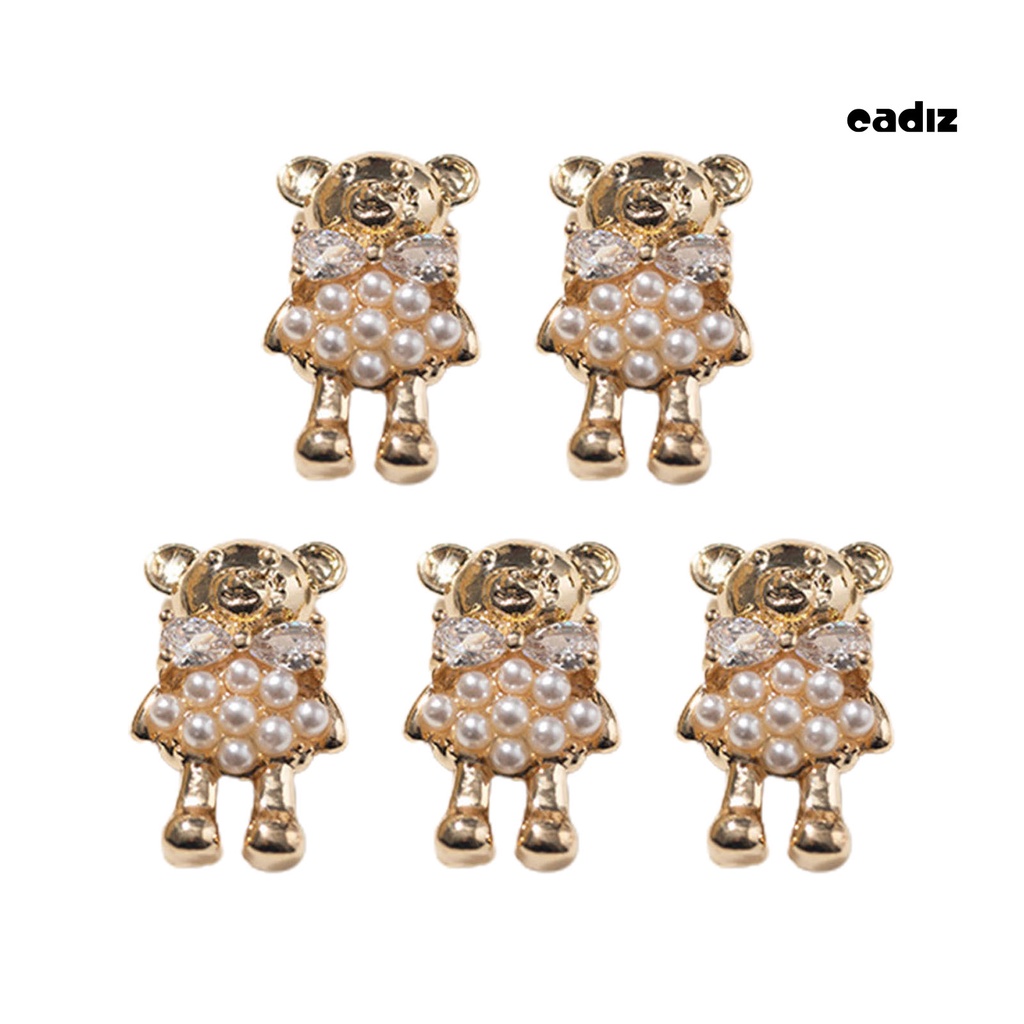 Bộ 5 Miếng Dán Trang Trí Móng Tay Tạo Hiệu Ứng 3D Hình Gấu Thỏ Hoạt Hình DIY