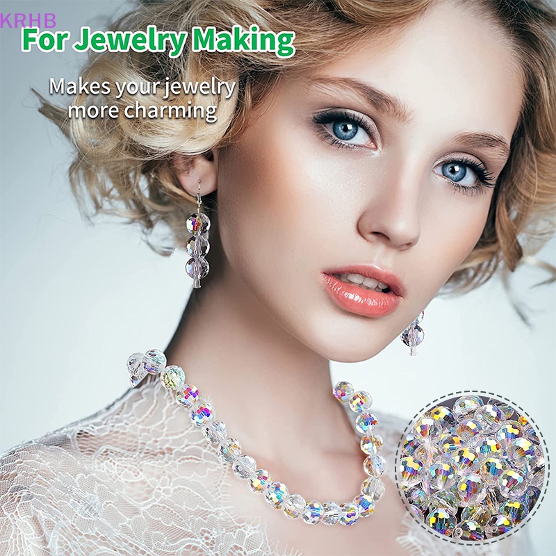 Set 10 / 20 Hạt Thủy Tinh Tròn Dùng Làm Trang Sức Thủ Công DIY Mới