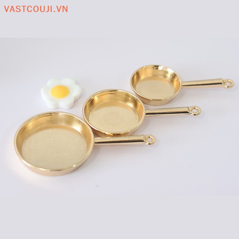 Bộ Chảo Chiên Trứng Bằng Kim Loại Tỉ Lệ 1 / 12 Trang Trí Nhà Búp Bê