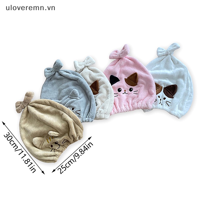 Mũ Trùm Đầu Làm Khô Tóc Nhanh Hình Tai Mèo Dễ Thương