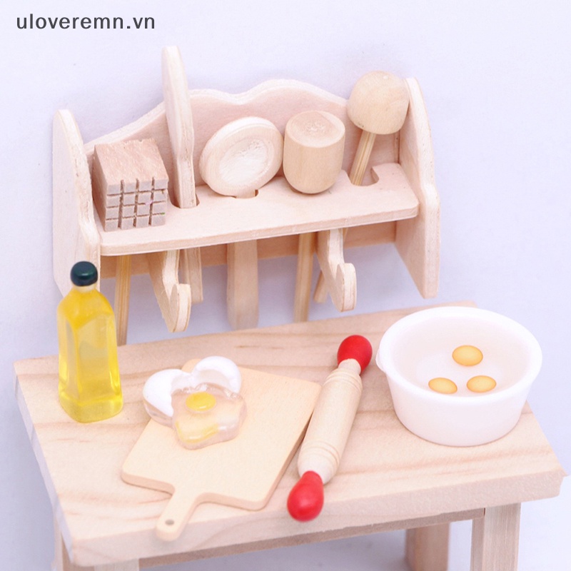 1 Bộ Dụng Cụ Nấu Ăn Nhà Búp Bê Có Giá Đỡ Bằng Nhựa Tiện Dụng