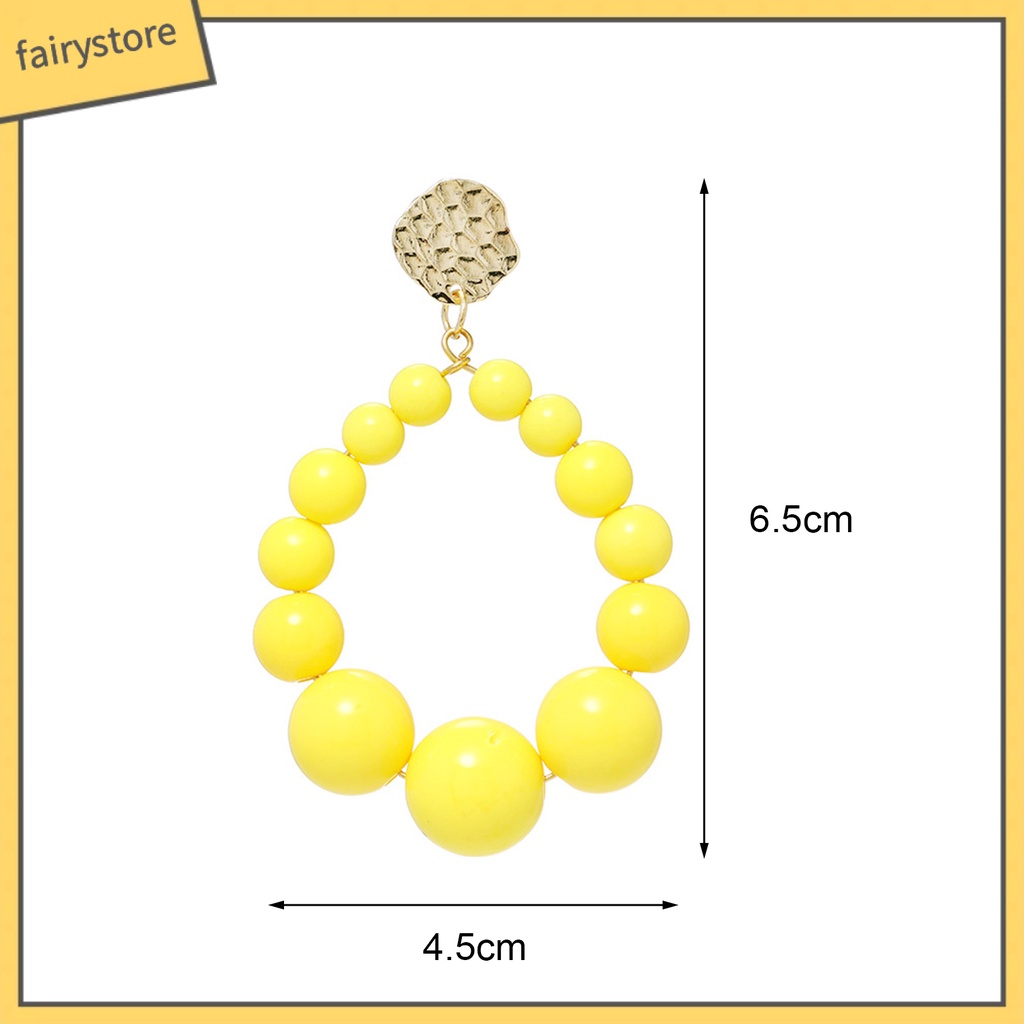[FRO] 1 Đôi Bông Tai Hạt Nhựa Tròn Nhiều Màu Sắc Tươi Tắn Mặc Hàng Ngày Cho Nữ