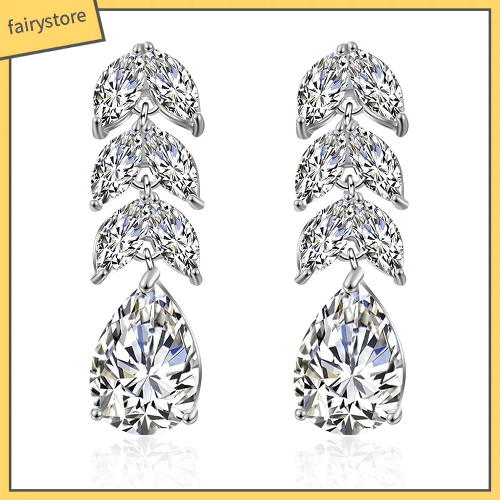 1 Đôi Bông Tai Hình Giọt Nước Đính Đá Lấp Lánh Dành Cho Nữ