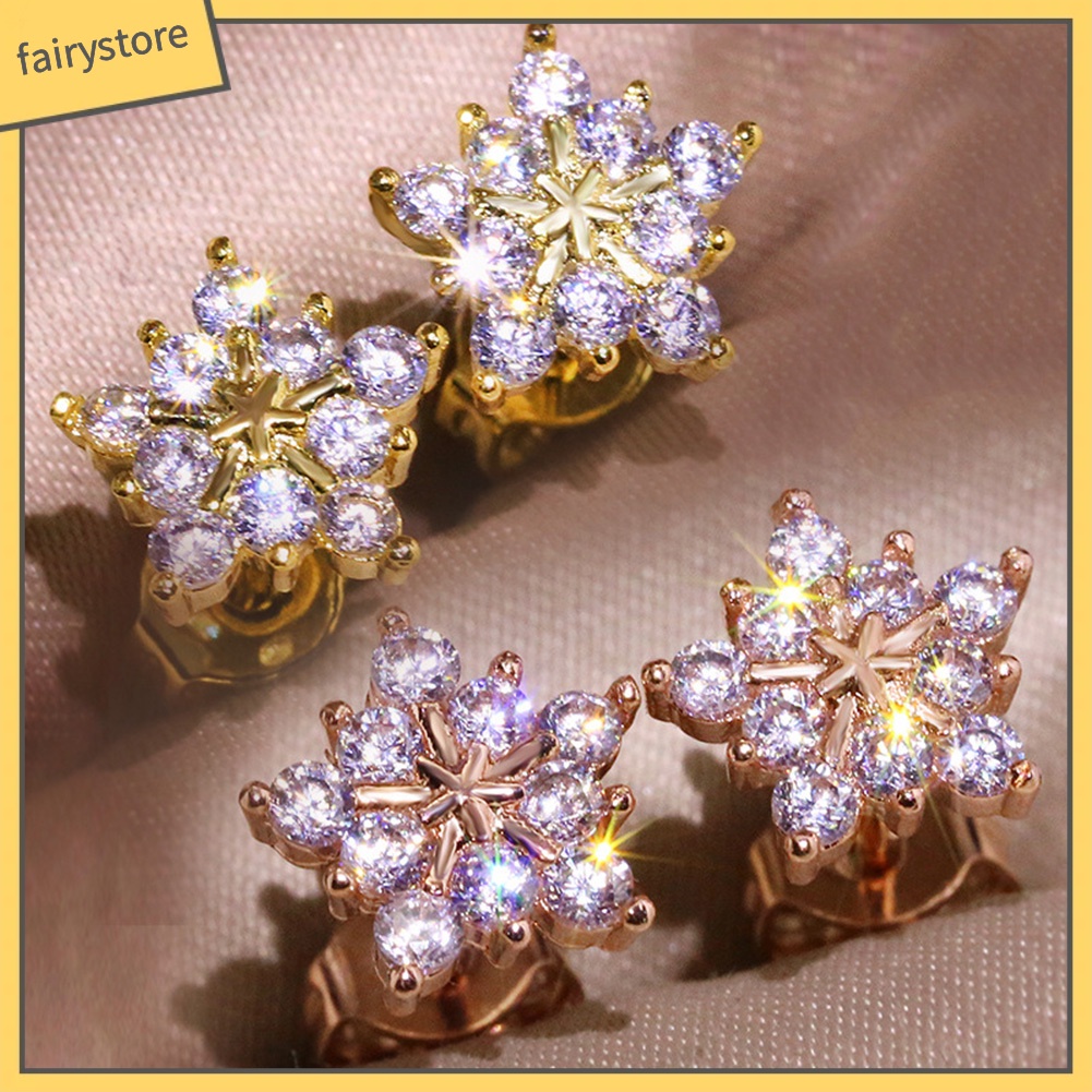 Bông Tai Hình Bông Tuyết Đính Đá Thời Trang Dành Cho Nữ