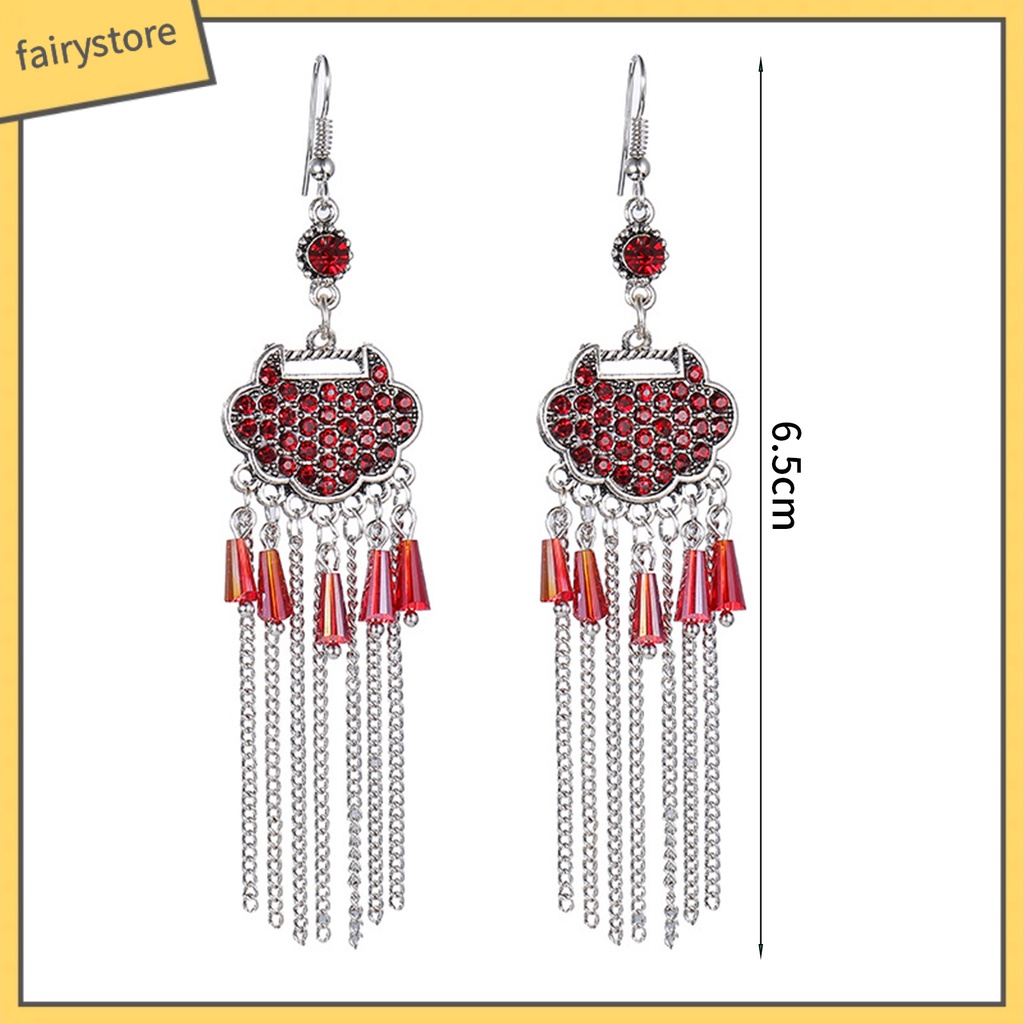 [FRO] Set 2 Bông Tai Dáng Dài Bằng Hợp Kim Dát Đá Cổ Điển Dễ Phối Đồ Dành Cho Nữ