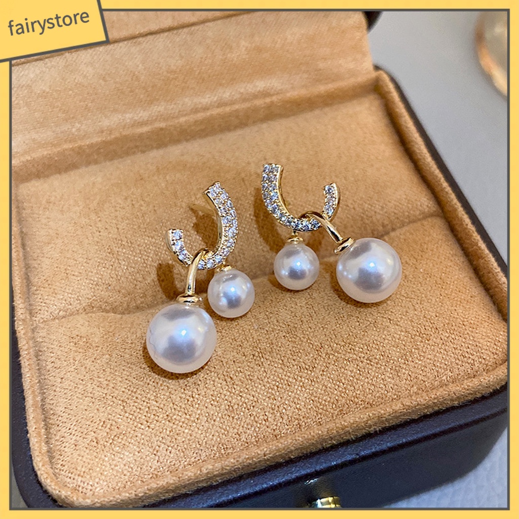 1 Đôi Bông Tai Xỏ Lỗ Đính Ngọc Trai Giả Thời Trang Dành Cho Nữ