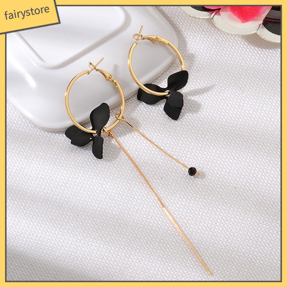 Bông Tai Hình Cánh Hoa Dáng Dài Không Đối Xứng Thời Trang Cho Nữ