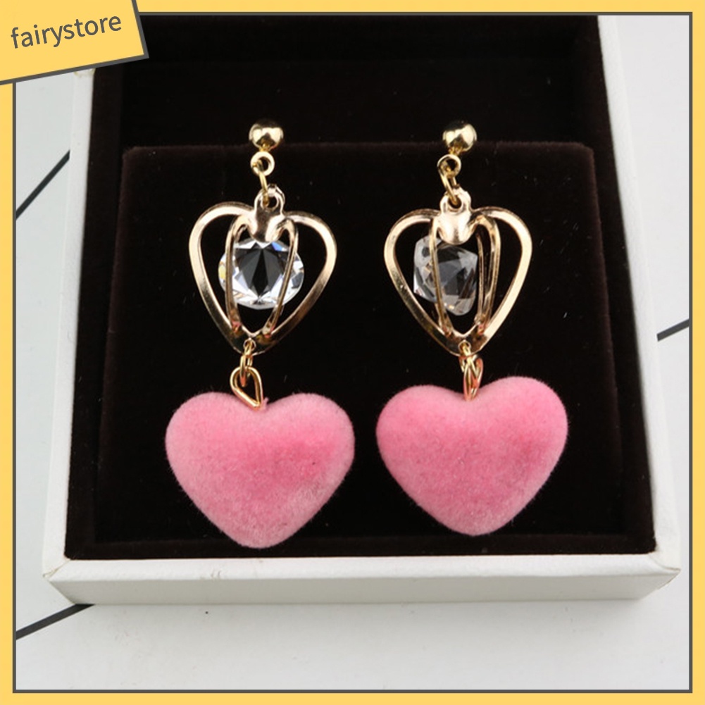 Bông Tai Hình Trái Tim / Vương Miện Đính Đá Lấp Lánh Thời Trang Cho Nữ