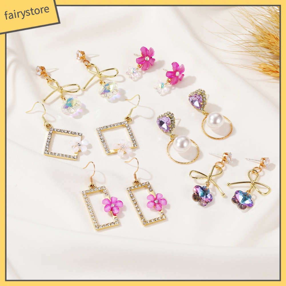 Bông Tai Dáng Dài Đính Đá Zircon Màu Sắc Gradient Thanh Lịch Dành Cho Nữ