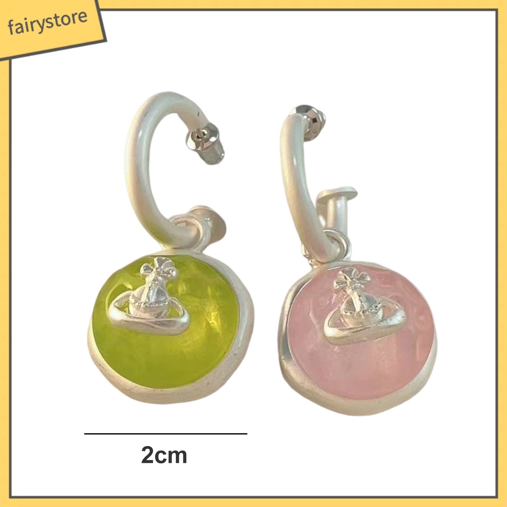 1 Đôi Bông Tai Vòng Chữ C Màu Kẹo Ngọt Kiểu Dáng Hình Học Sang Trọng Dành Cho Nữ