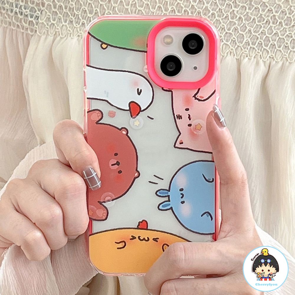 Ốp Điện Thoại TPU Mềm Chống Sốc In Hình Thú Hoạt Hình 3 Trong 1 Cho IPhone 11 14 13 12 Pro Max XS XR 7 8 Plus