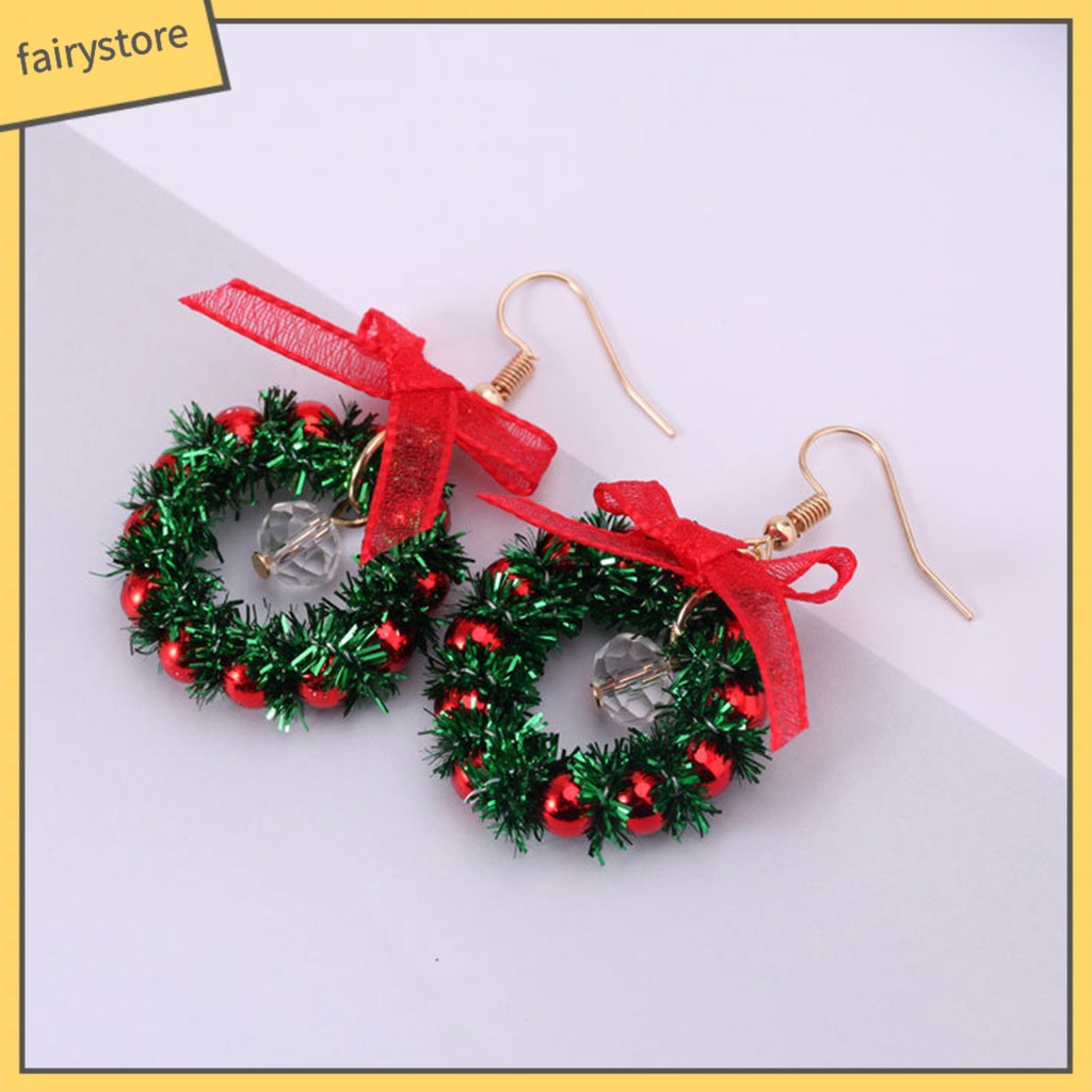 [FRO] Bông Tai Chuỗi Hạt Pha Lê Nhân Tạo Trọng Lượng Nhẹ Hình Cây Thông Giáng Sinh Nhiều Màu Sắc Dễ Phối Đồ