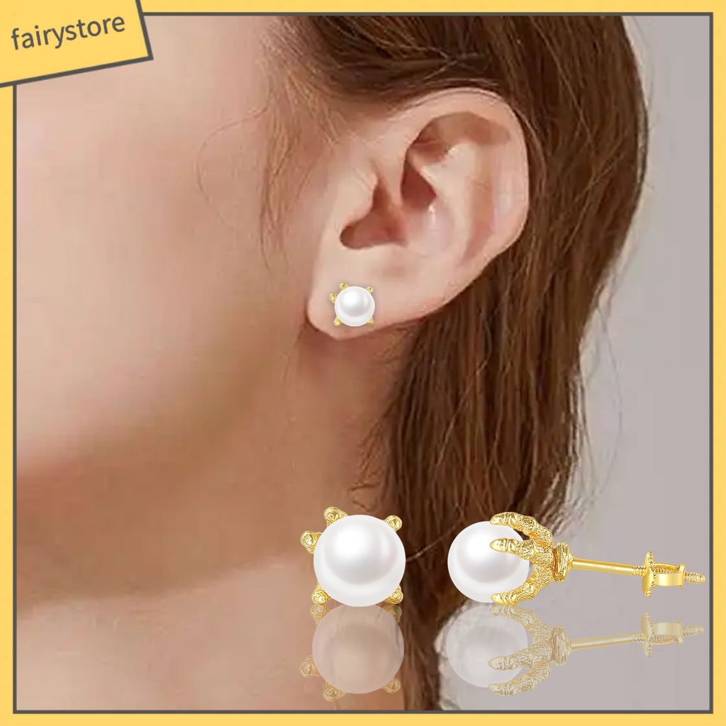 1 Đôi Bông Tai Hình Móng Vuốt Đính Ngọc Trai Nhân Tạo Phong Cách Hip Hop Dành Cho Nam Nữ