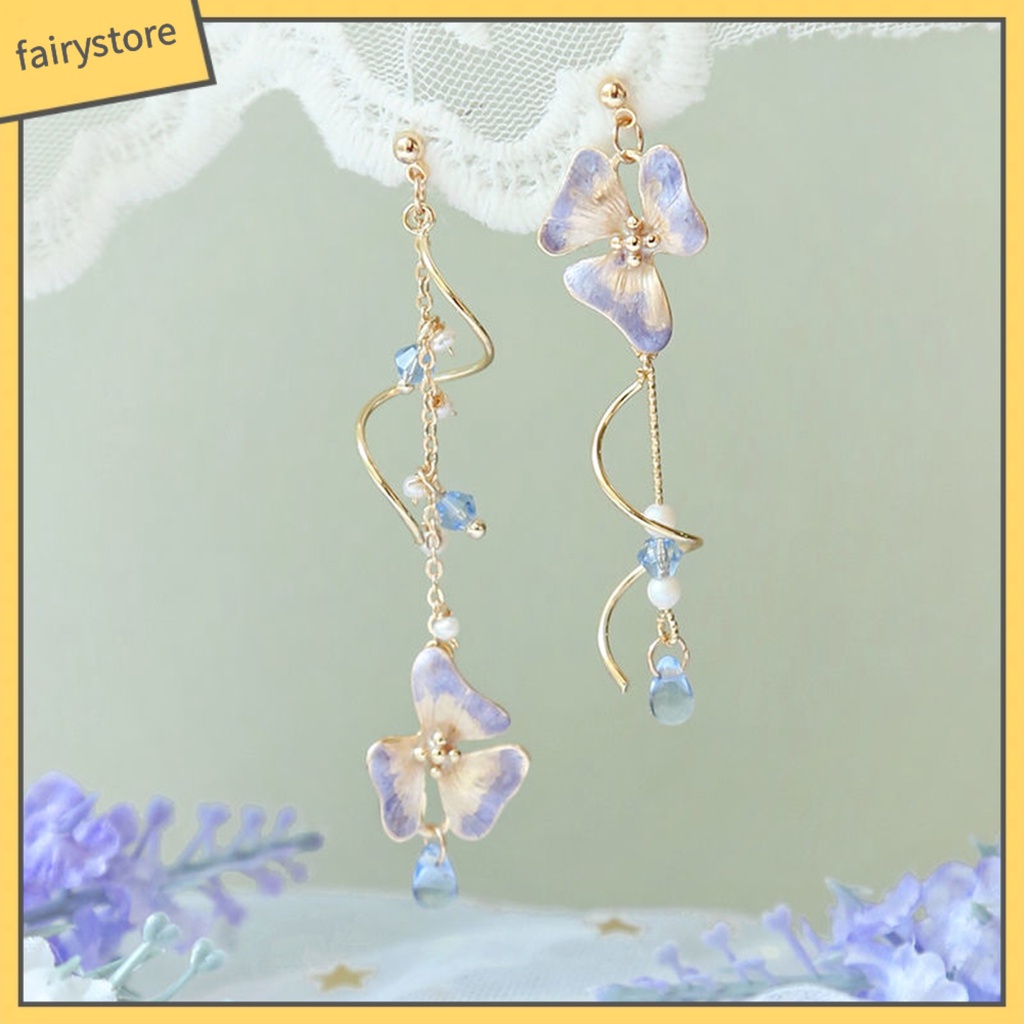 [FRO] Bông Tai Tua Rua Đính Pha Lê Giả Nhiều Màu Sắc Ngọt Ngào Thoải Mái Cho Ngày