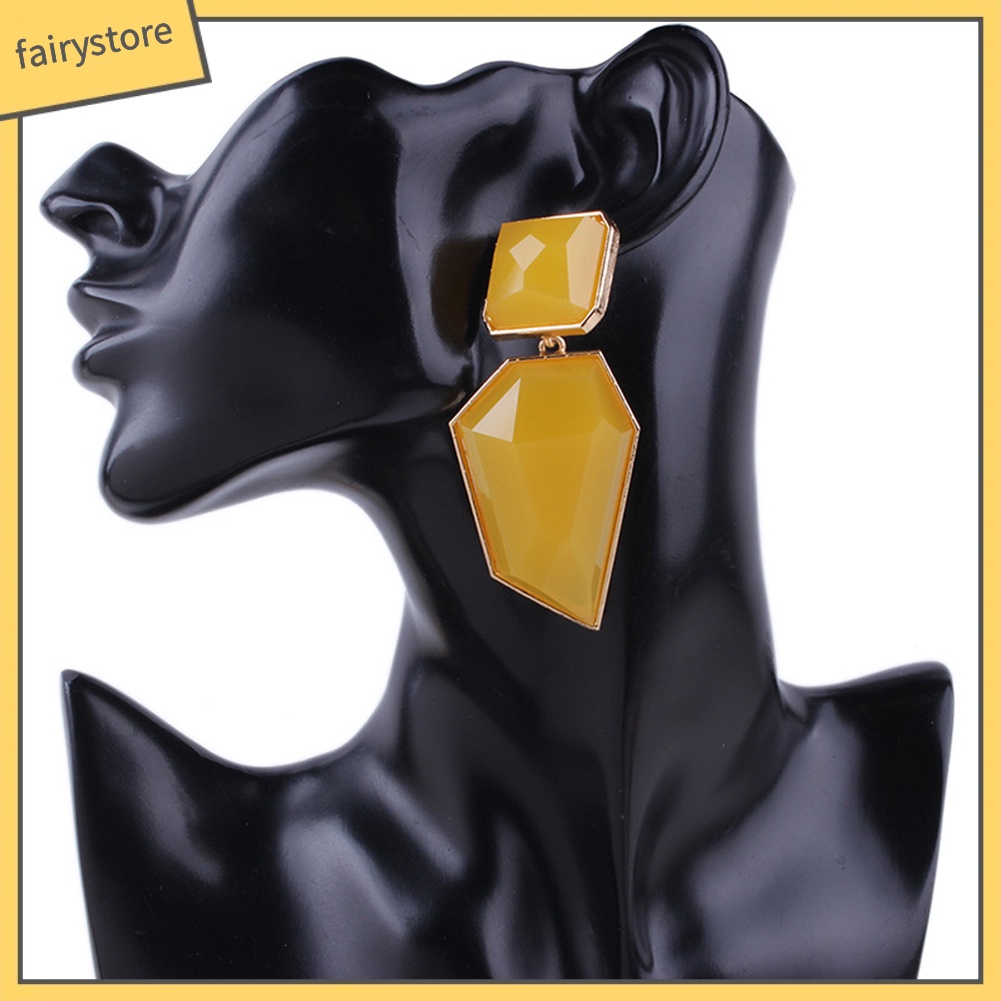 Bông Tai Hình Học Bằng Nhựa Resin Lấp Lánh Phong Cách Vintage Dành Cho Nữ