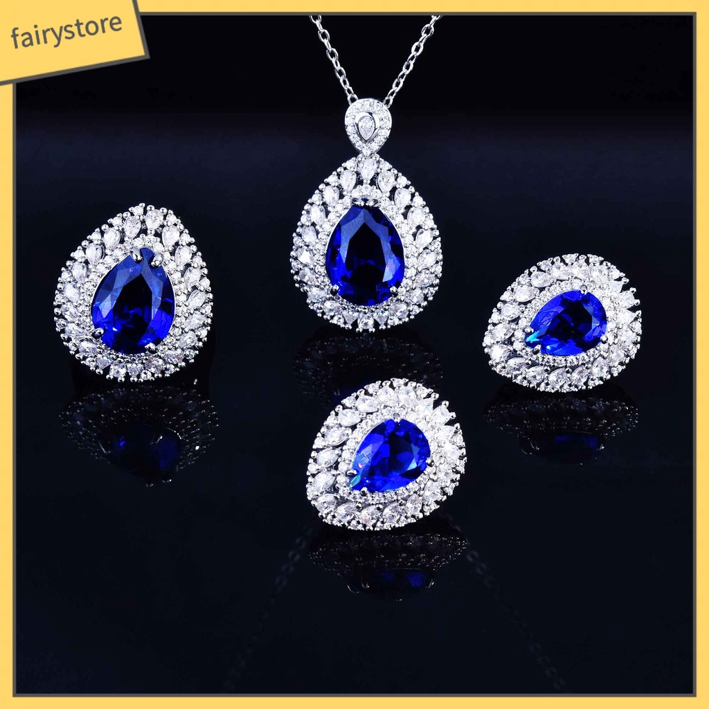 [FRO] Nhẫn Đính Đá Hình Giọt Nước Tinh Tế Cho Nữ