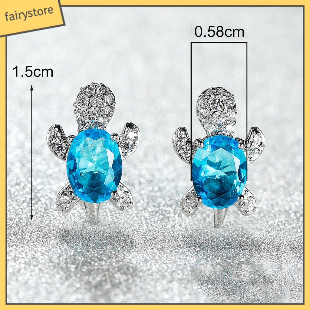 1 Đôi Bông Tai Hình Rùa Đính Đá Dễ Thương Dành Cho Nữ