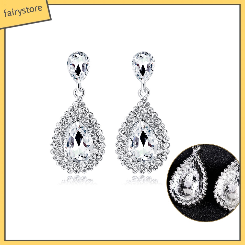 Bông Tai Hình Giọt Nước Đính Đá Sang Trọng Dành Cho Nữ