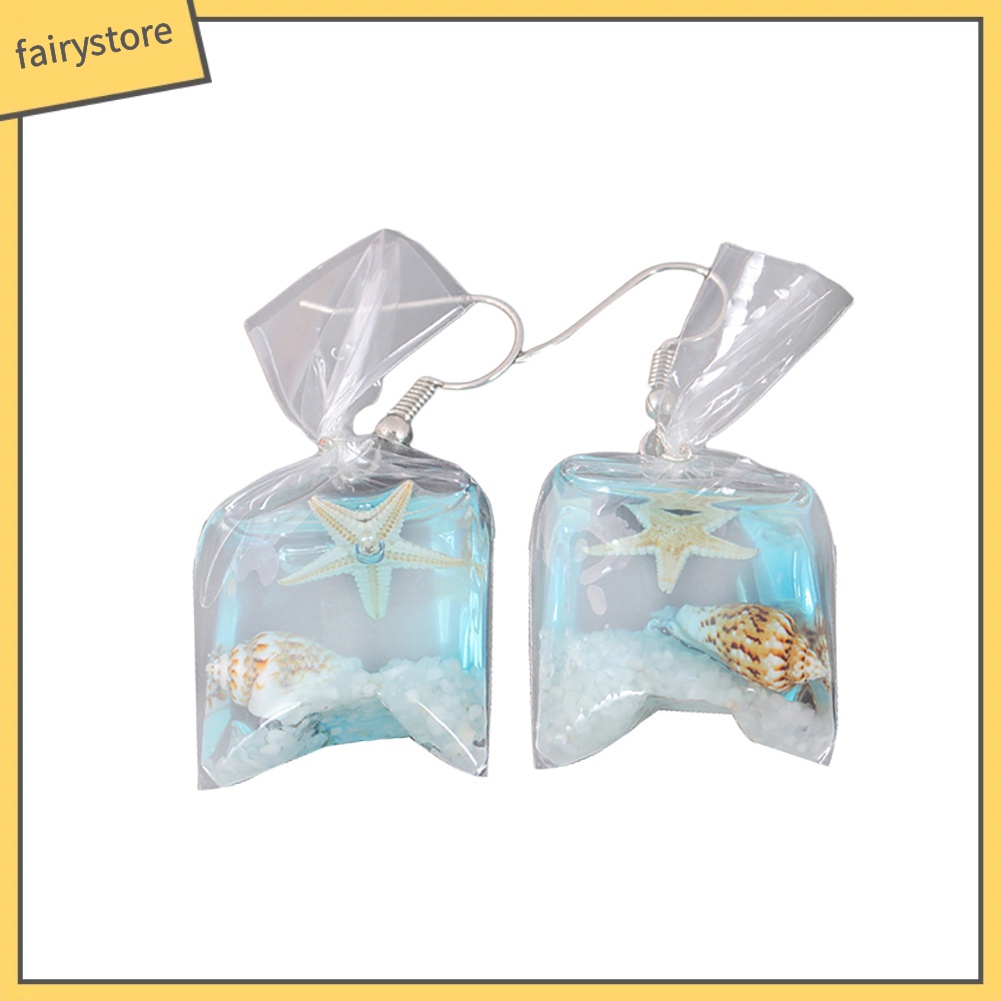 Bông Tai Nhựa Resin Trong Suốt Hình Sao Biển / Hoa Khô / Ngôi Sao Đáng Yêu Dành Cho Nữ