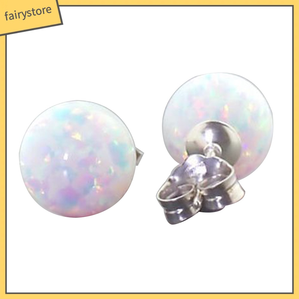 Bông Tai Tròn Đính Đá Opal Nhân Tạo Thời Trang Dành Cho Nữ