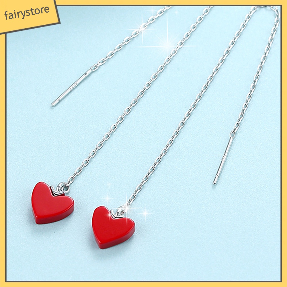 Bông Tai Dài Hình Trái Tim Thời Trang Dành Cho Nữ