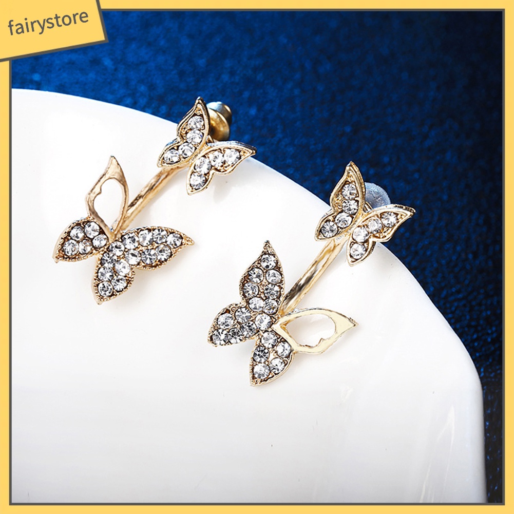 Bông Tai Hình Bướm Đính Đá Toàn Diện Dành Cho Nữ