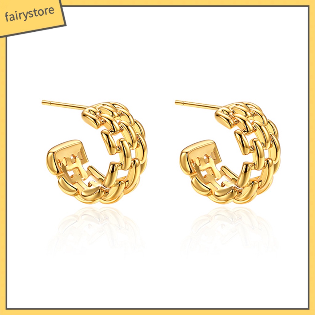 1 Đôi Bông Tai Dạng Vòng Hở Màu Vàng Bóng Cao Không Gây Dị Ứng Thời Trang Thích Hợp Làm Quà Tặng Cho Bạn Gái