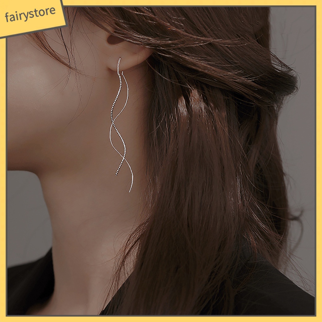 1 Đôi Bông Tai Dáng Dài Chống Rơi Thời Trang Cho Nữ