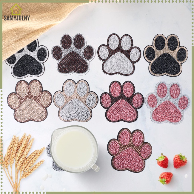 Bộ 10 Đế Lót Ly Cách Nhiệt Hình Bàn Chân Mèo Dễ Thương Diy