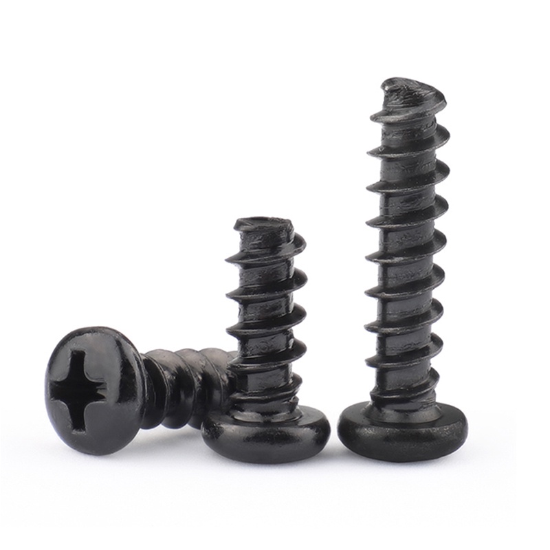 Vít Đầu Tròn Chữ Thập Bằng Thép Carbon Màu Đen PB M1.4 M1.7 M2 M2.6 M3 M3.5 M4