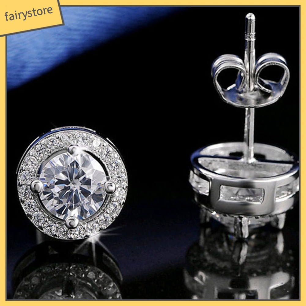 Bông Tai Tròn Đính Đá Zircon Lấp Lánh Thời Trang Dành Cho Nữ