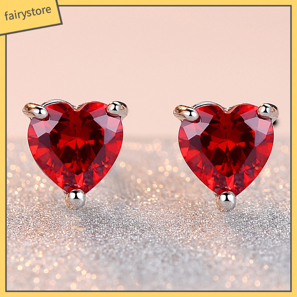 Khuyên Tai Hình Trái Tim Đính Đá Zircon Thời Trang Cho Nữ