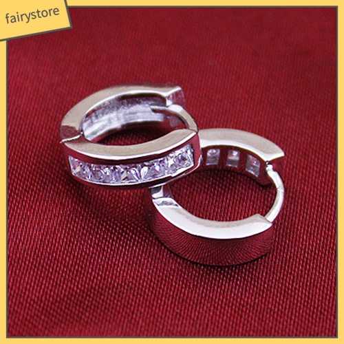 Bông Tai Mạ Bạc Dạng Vòng Đính Đá Thời Trang Dành Cho Nam