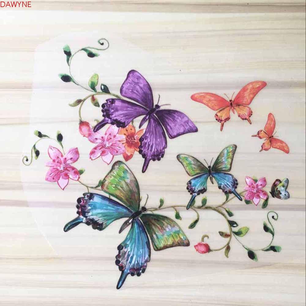 Dwayne Phụ Kiện Đầm Thun Chuyển Nhiệt Chuyển Đổi Nhiệt Hình Hoa Bướm DIY