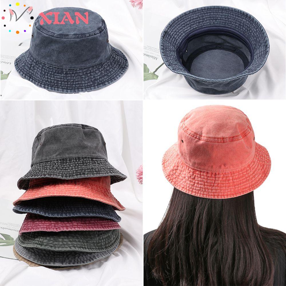 Mũ Bucket Chất Liệu Denim Cotton Có Thể Gấp Gọn Thời Trang Cho Nam Nữ