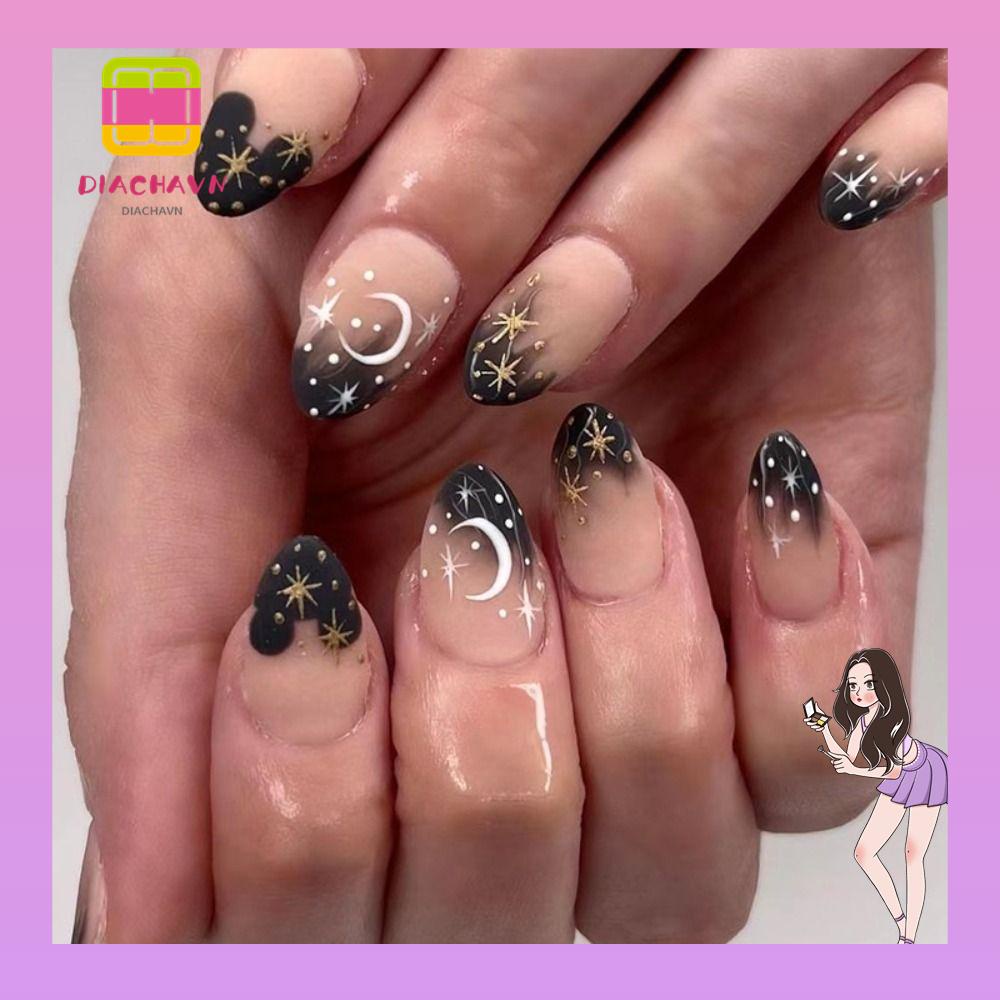 Set 24 Móng Tay Giả Dạng Nhấn Phong Cách Pháp