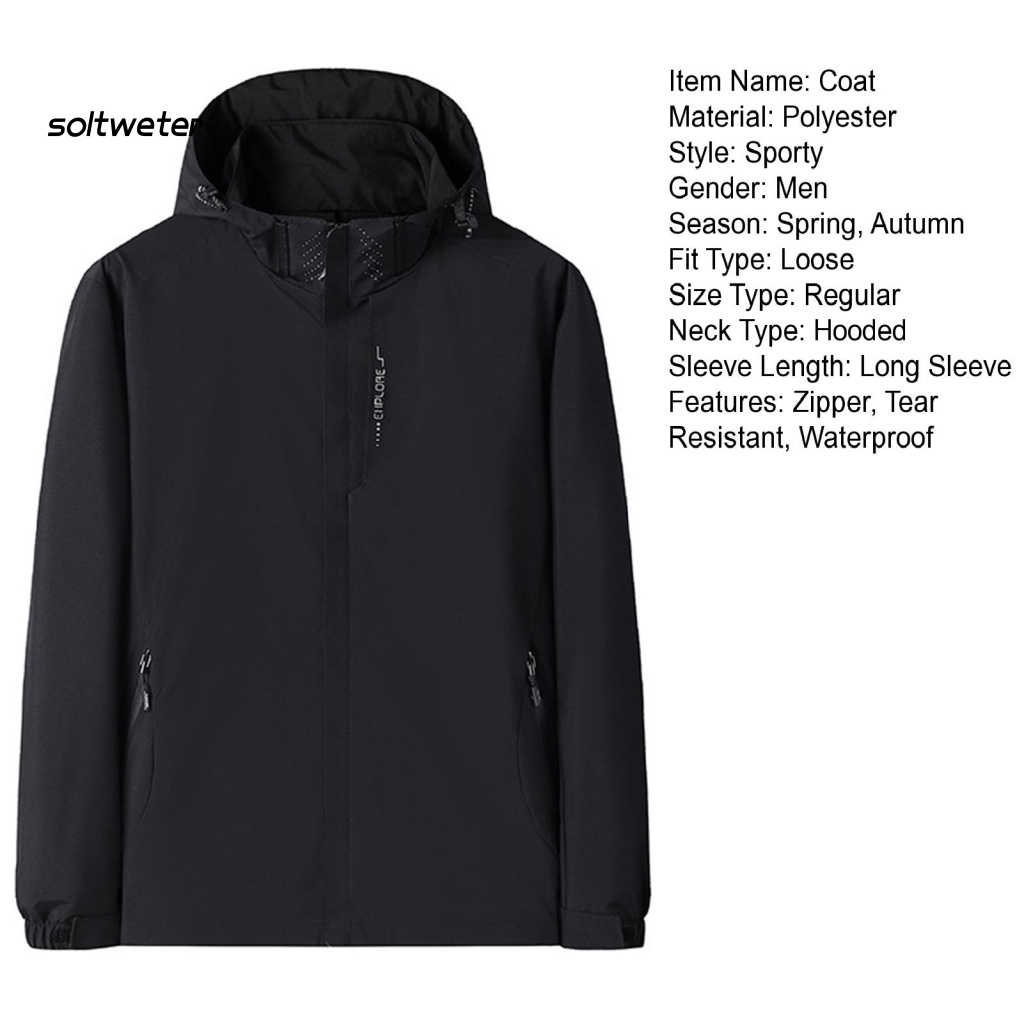 Áo Khoác Thể Thao Có Mũ Trùm Chống Nước Màu Sắc Đơn Giản Cho Nam