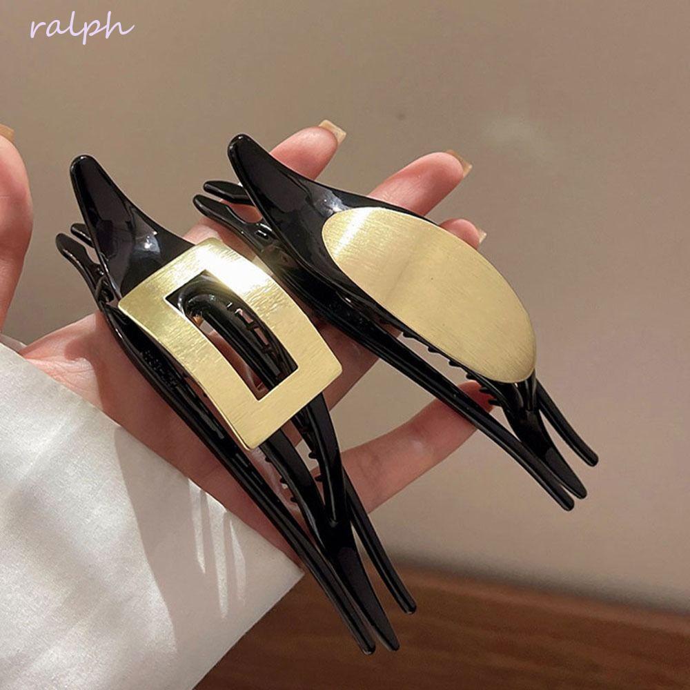 Kẹp Tóc Càng Cua Bằng Nhựa Và Kim Loại Kiểu Dáng Hình Học Đơn Giản Phong Cách Vintage Cho Nữ Giá Đỡ