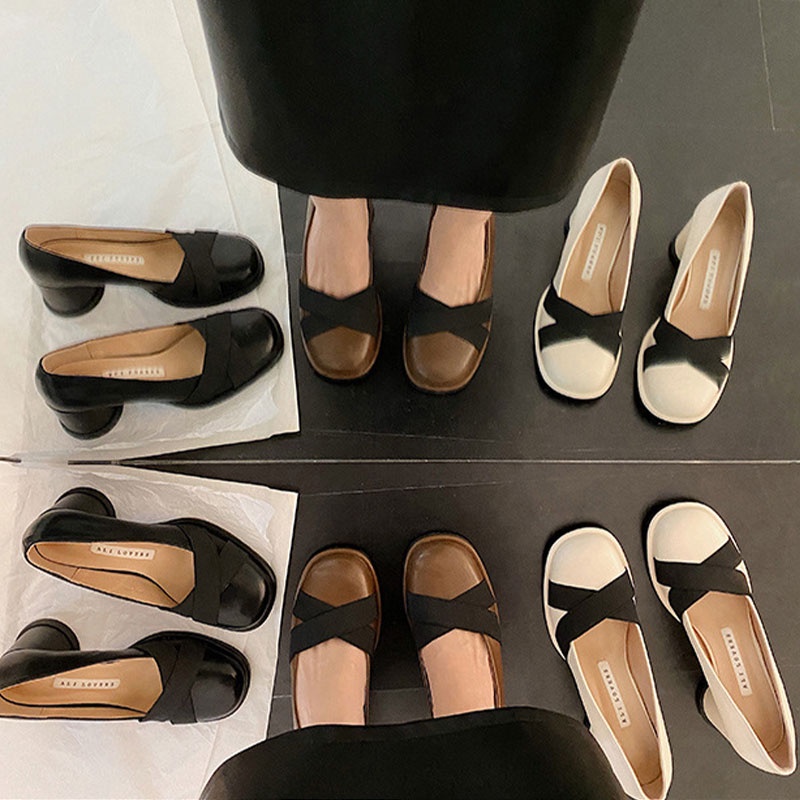 Giày da YUNGUANG thắt nơ phong cách Anh quốc cho nữ