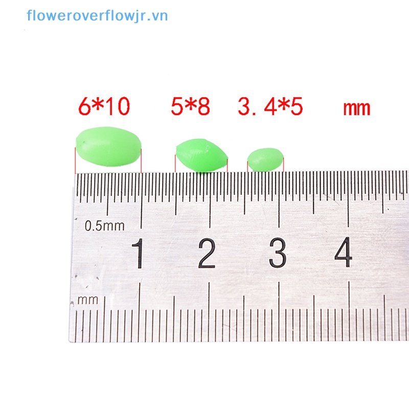 100 Hạt Xỏ Lỗ Hình Oval Mềm Phát Sáng Kích Thước 5mm / 8mm / 10mm Dùng Trong Câu Cá